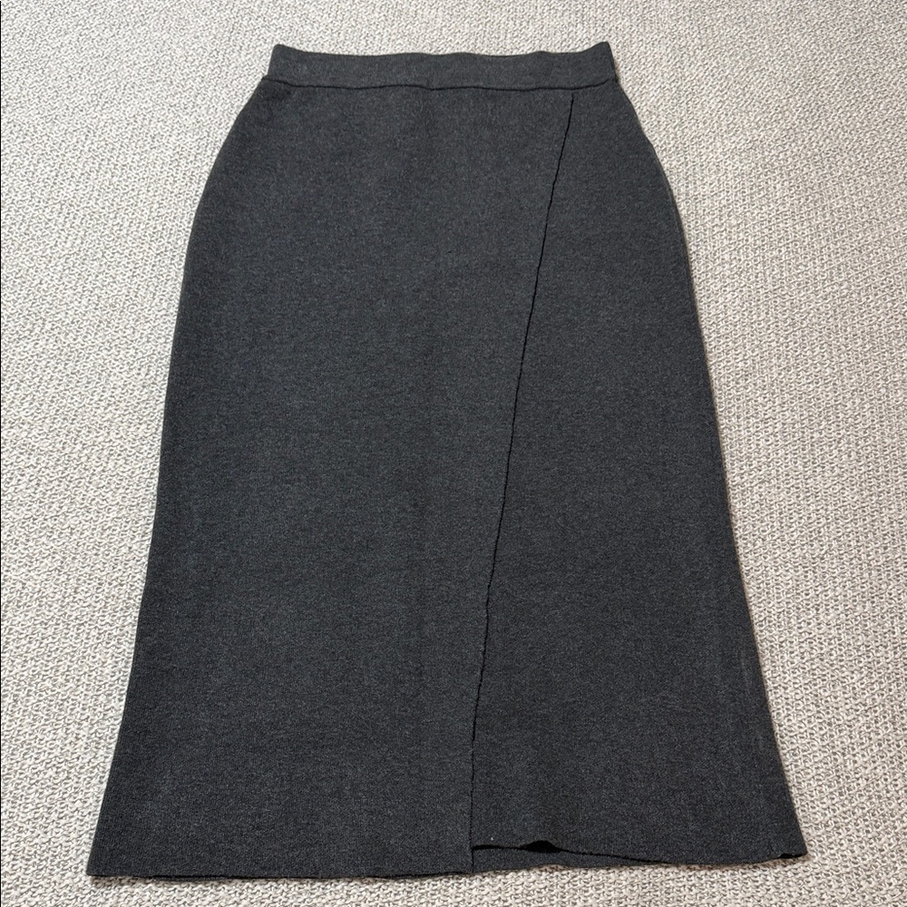 a new day Black Pencil Midi Skirt with Front Slit